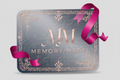 Decorative card with 'Memory Metal' logo and pink ribbons on a dark background